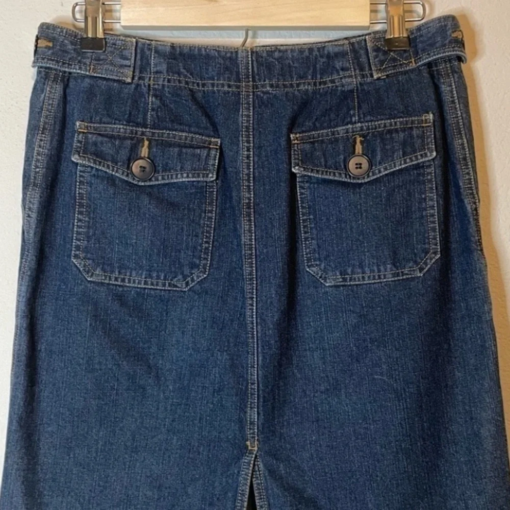 Jones New York A Line Midi Dark Blue Jean Denim Knee Skirt Size 4